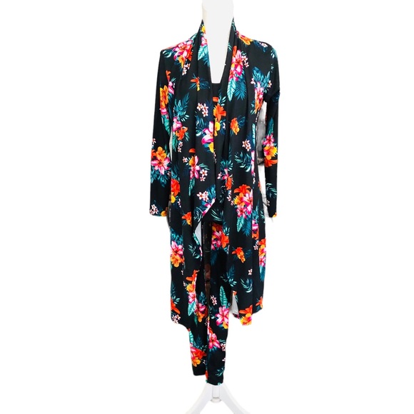 $10 SALE! NWT 2pc MINETTE Black Floral Bodycon Jumpsuit & Duster Set - Picture 15 of 16